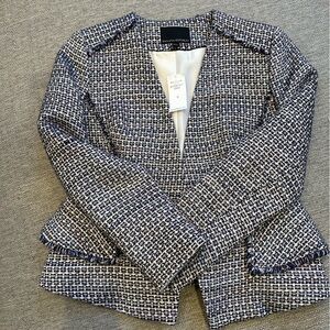 BR Chic Tweed Blazer in Blue and White
